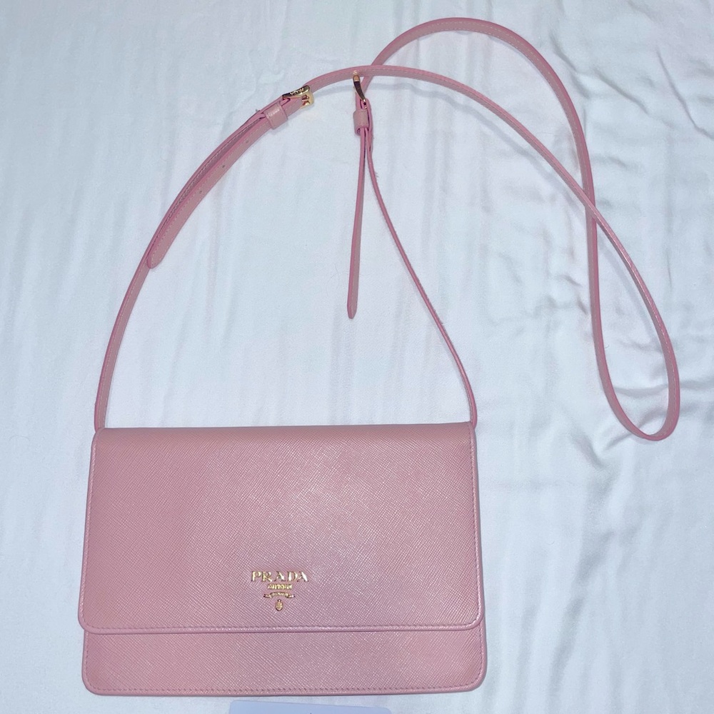Authentic Prada 1M1361 Pink Mini Crossbody Bag